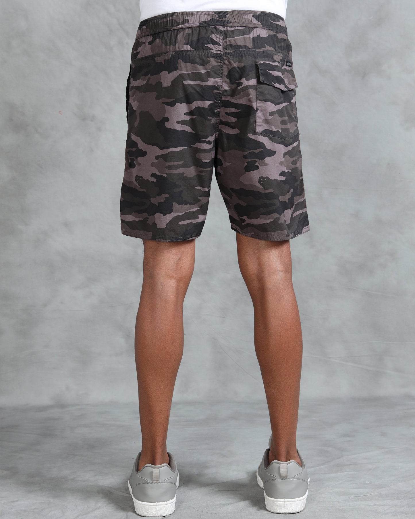 Men Grey Military Camouflage Printed Shorts