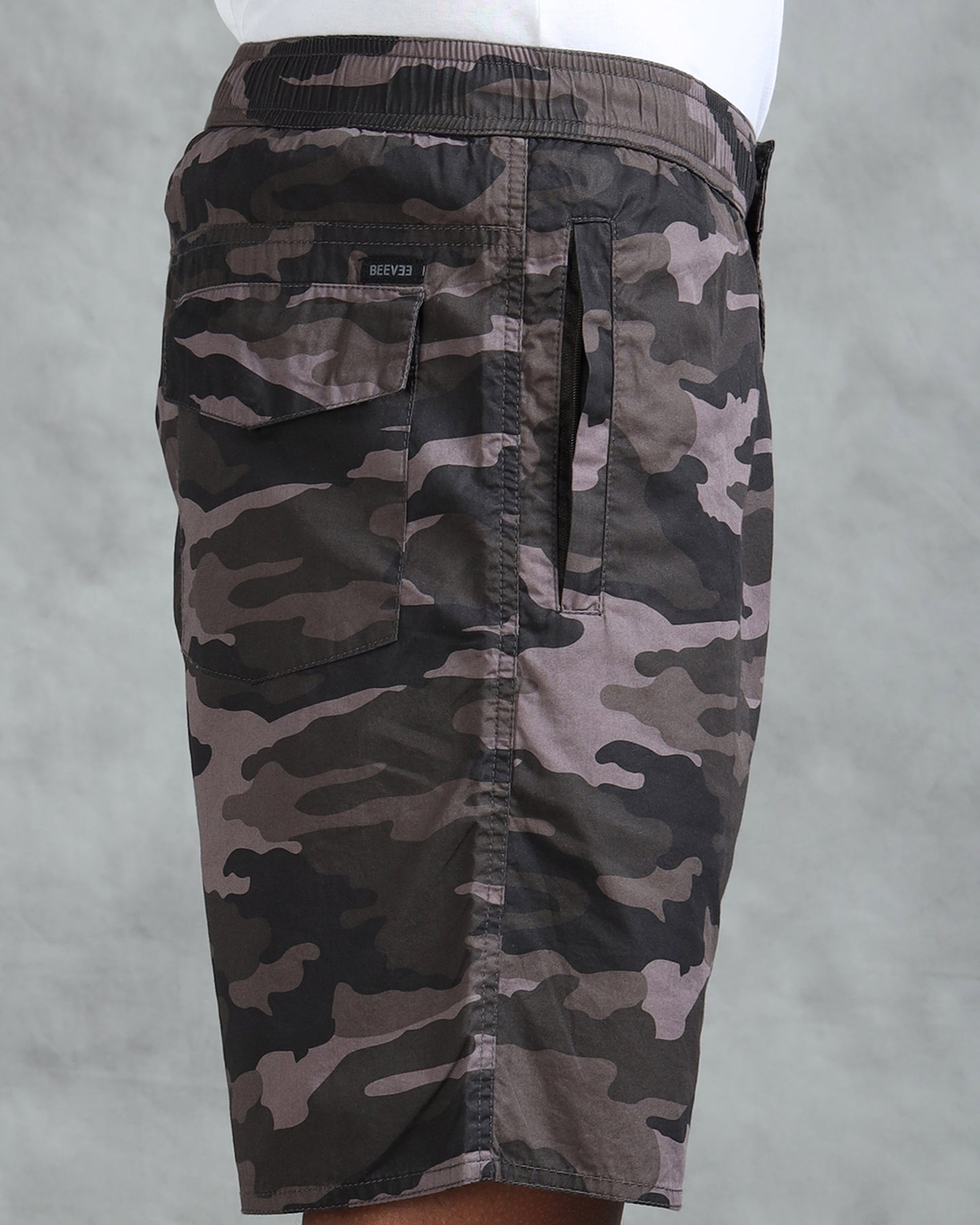 Men Grey Military Camouflage Printed Shorts