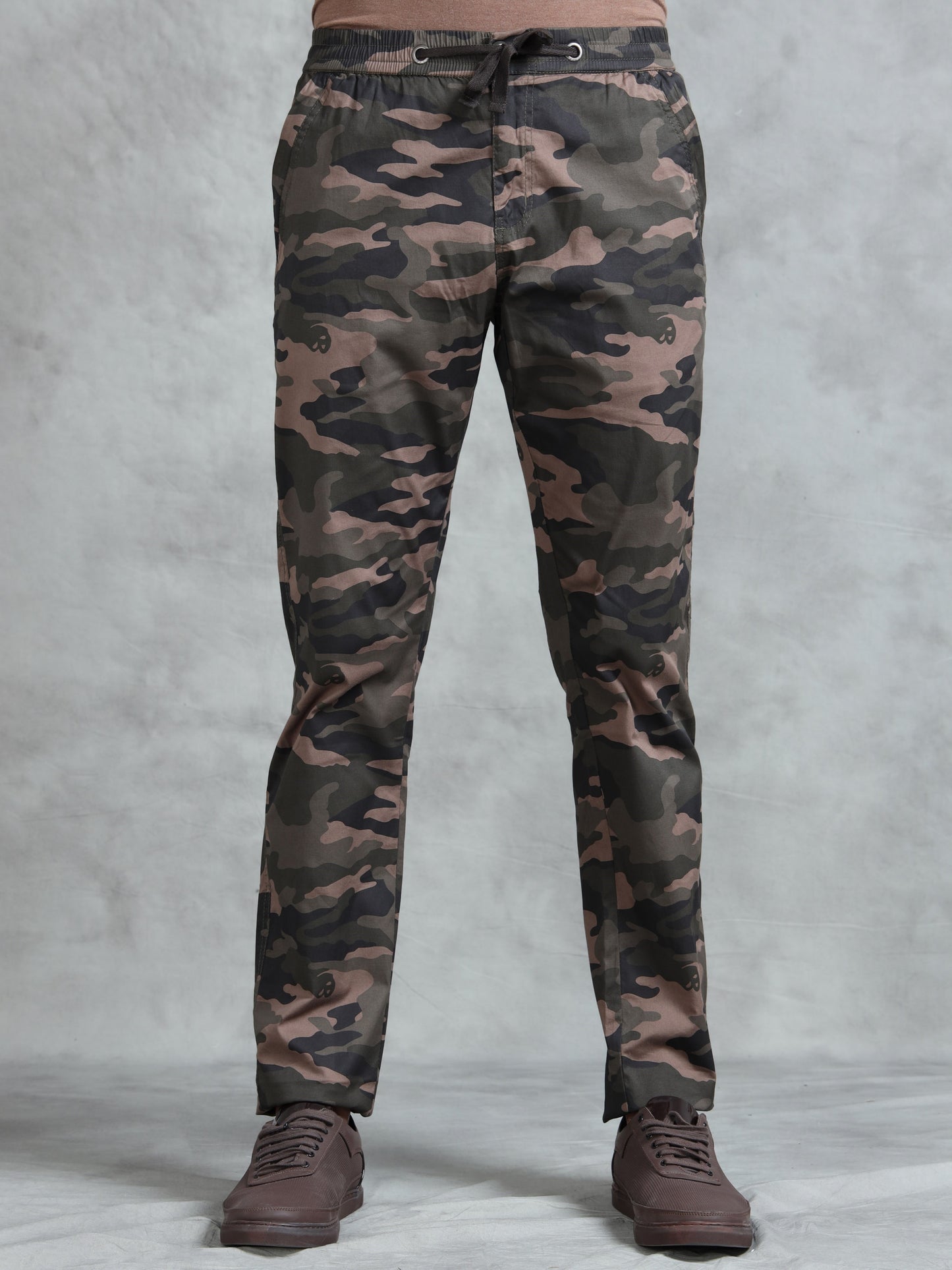 Grey Camo Print Cotton Lycra  Pyjama