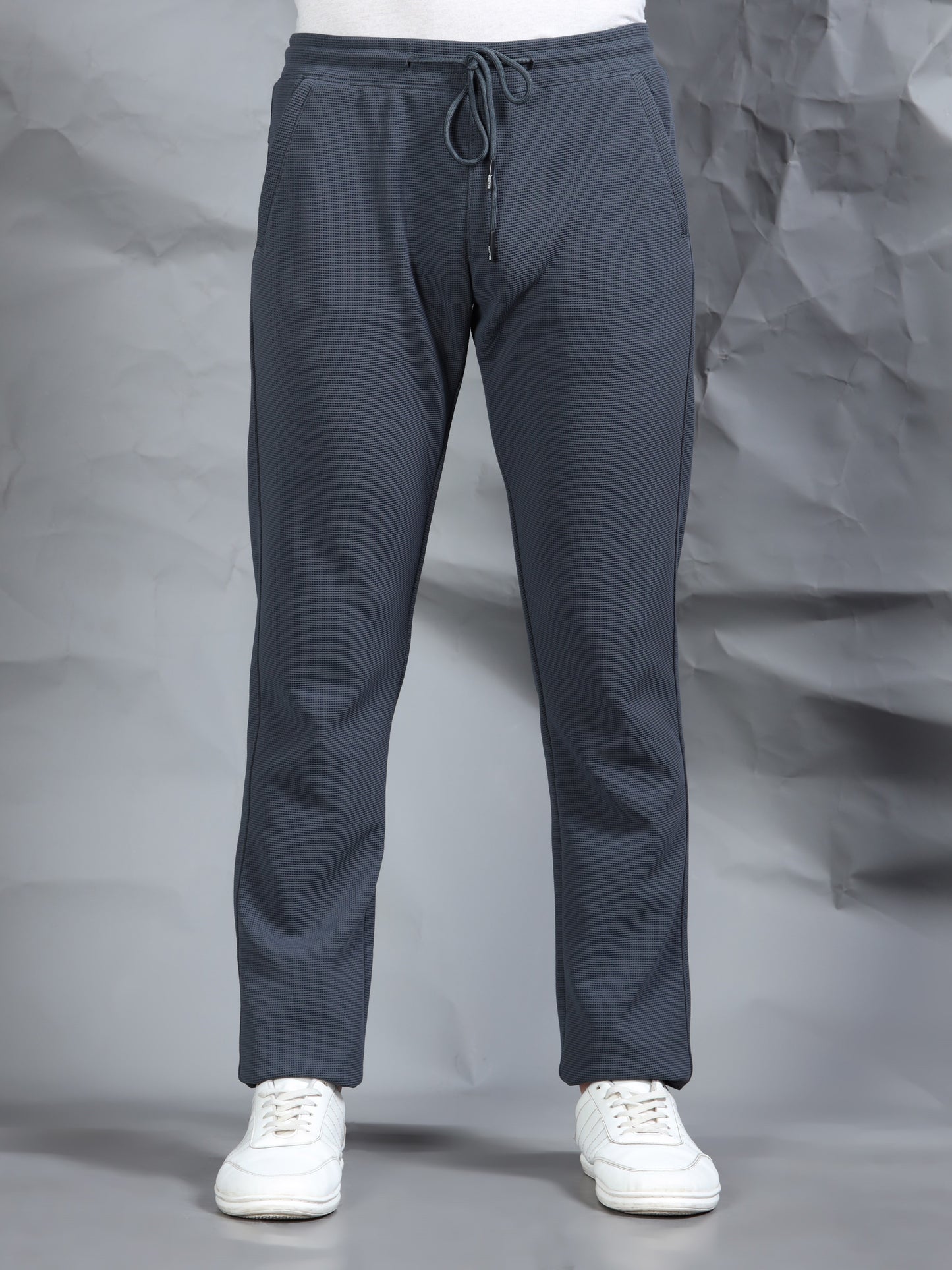 Waffle Structured Grey Track Pant
