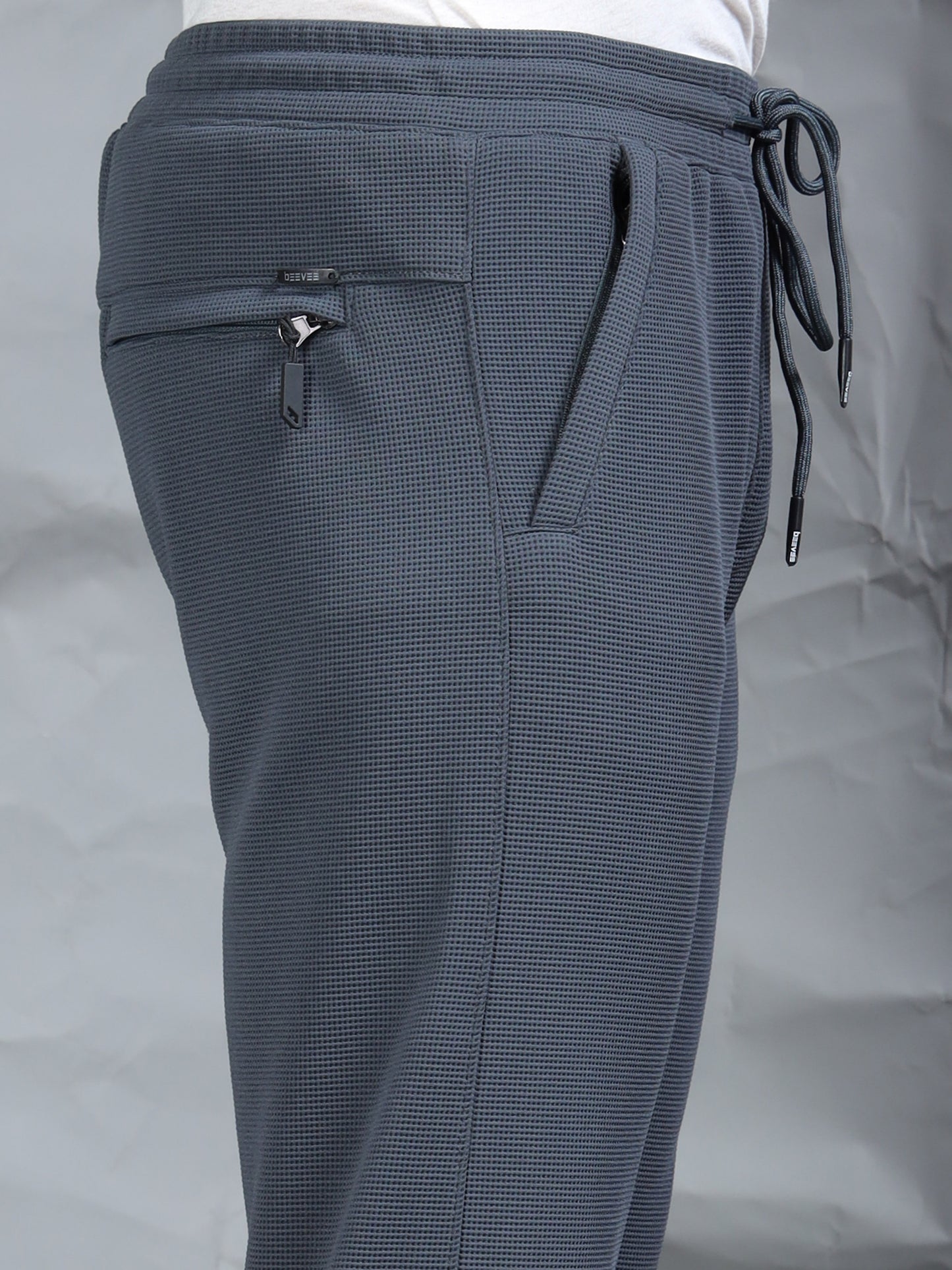 Waffle Structured Grey Track Pant