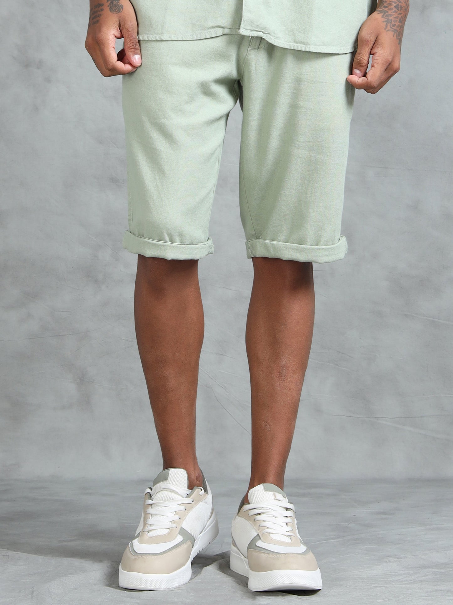 Cotton Viscose Linen Blend Mint Cord Set