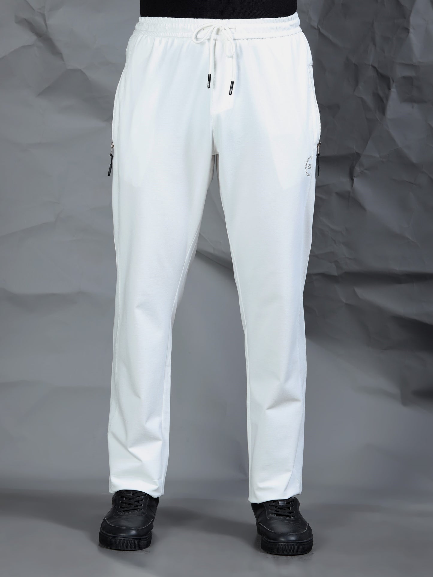 White Blend Knitted Stretchable Track Pant
