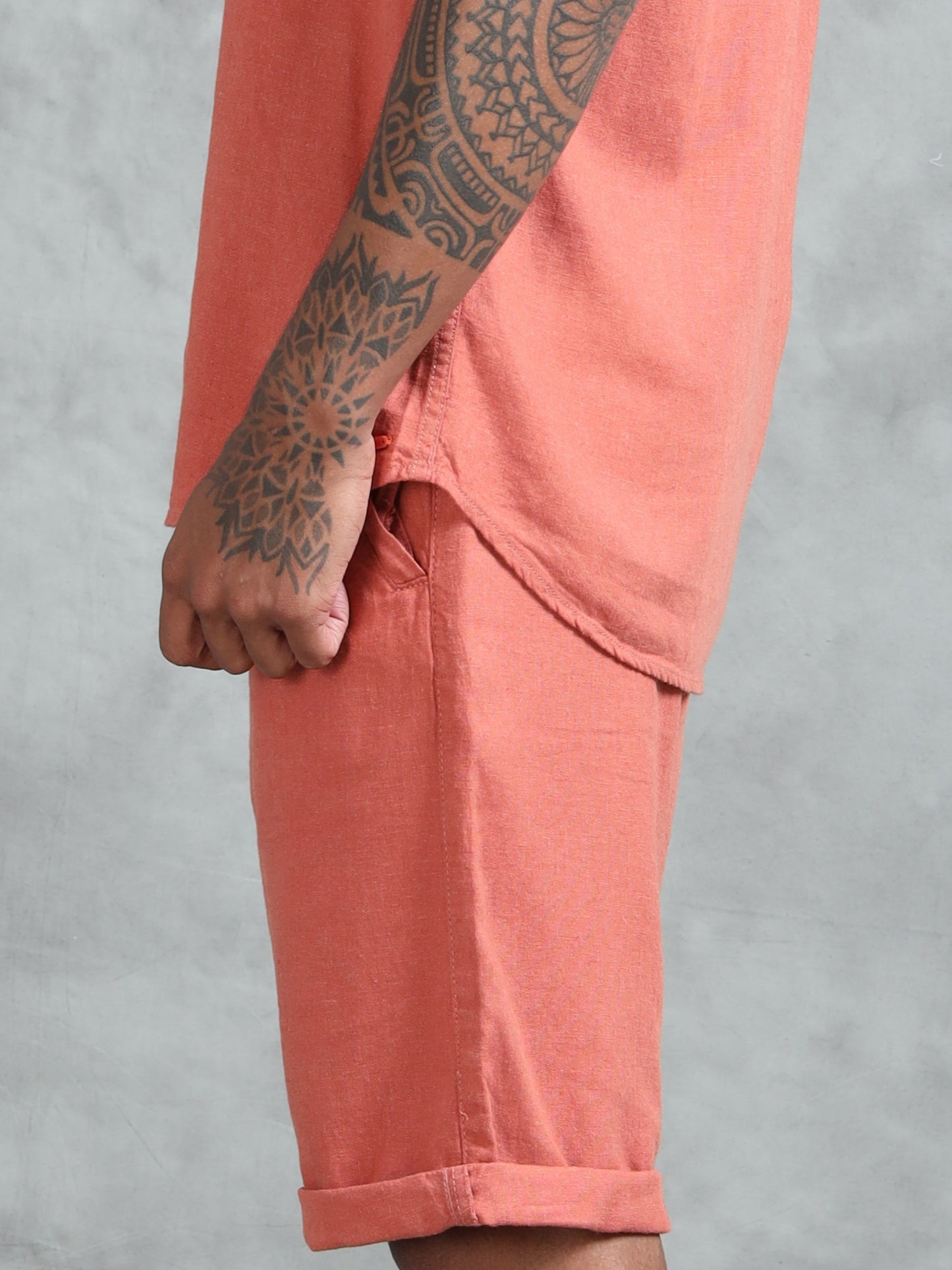 Cotton Viscose Linen Blend Rust Cord Set