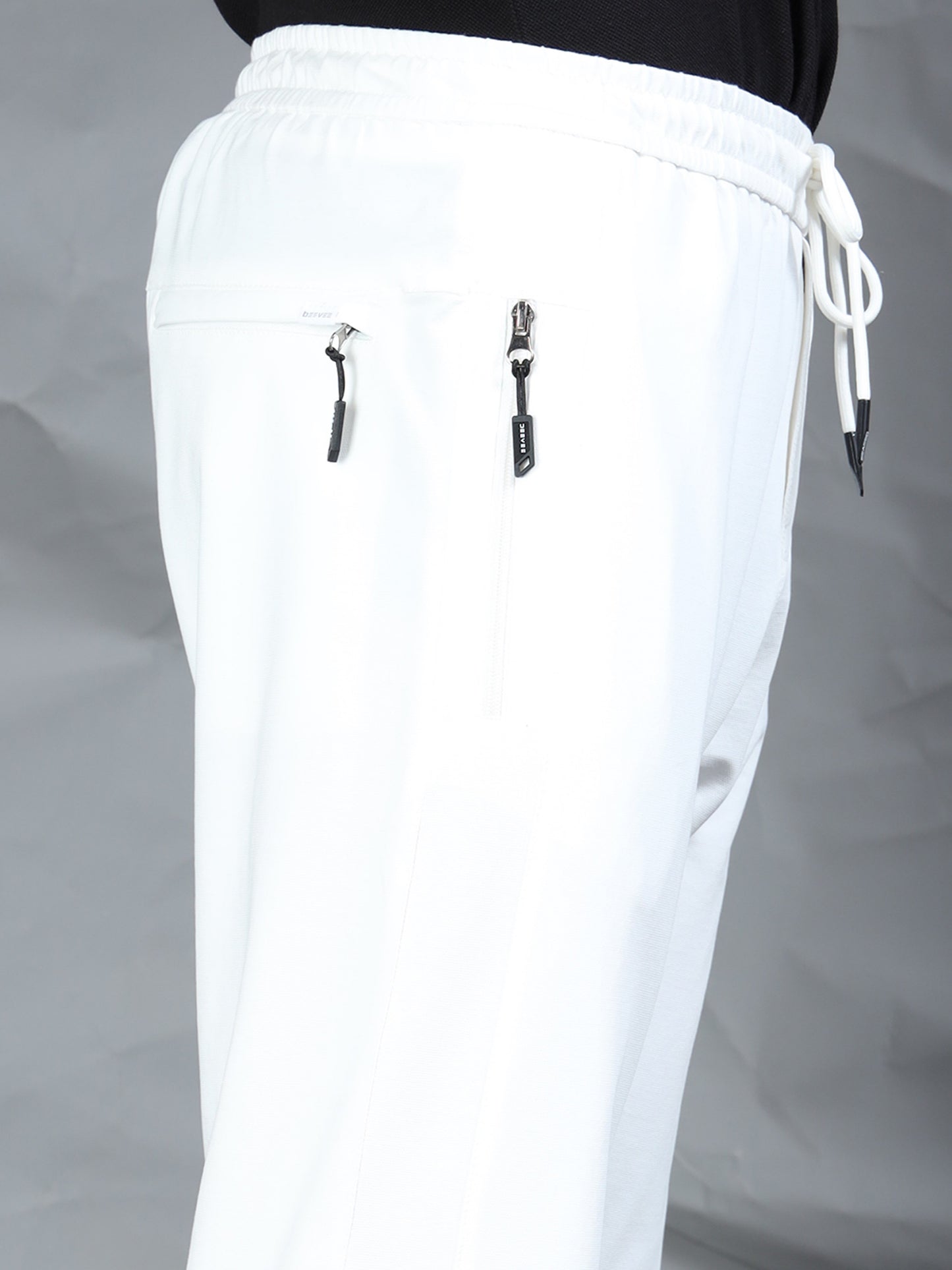 White Blend Knitted Stretchable Track Pant