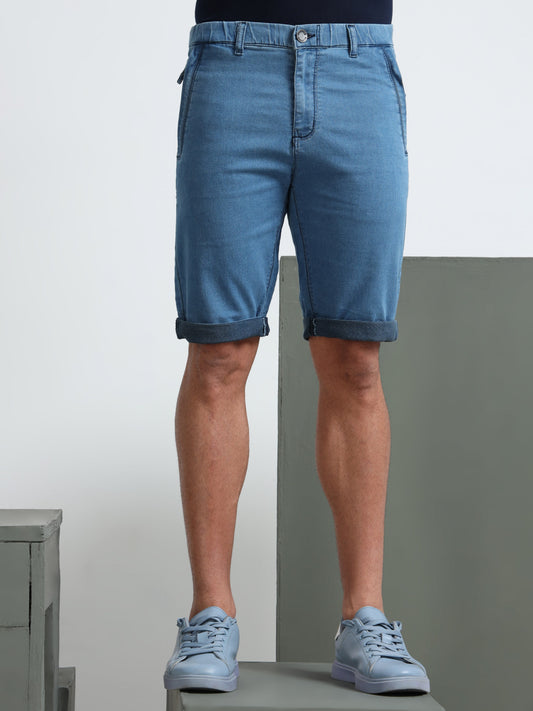 Stone Cotton Lycra Solid Shorts