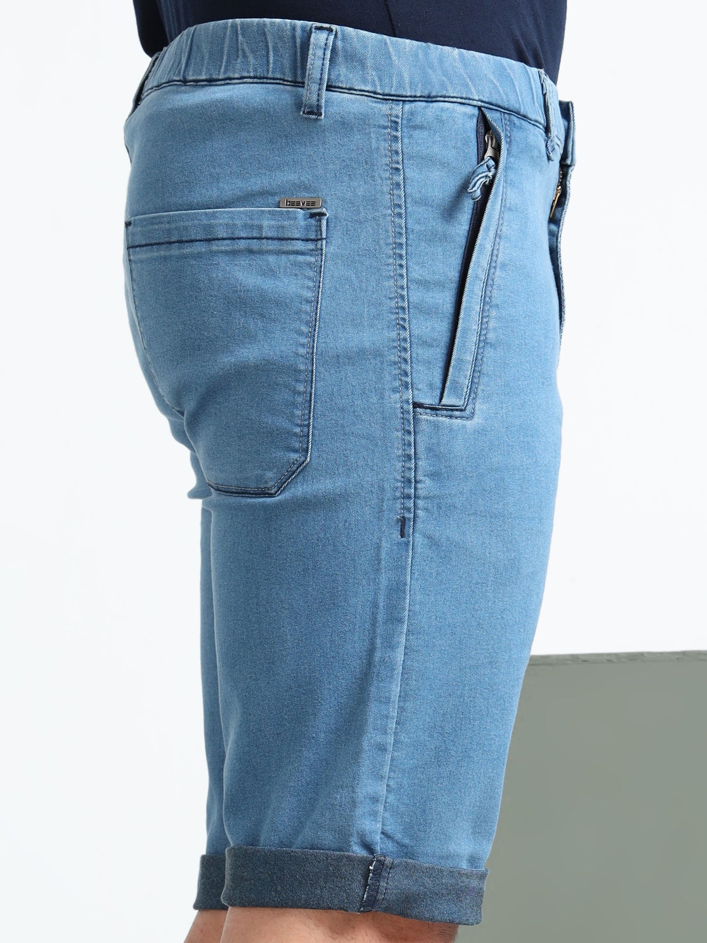 Stone Cotton Lycra Solid Shorts