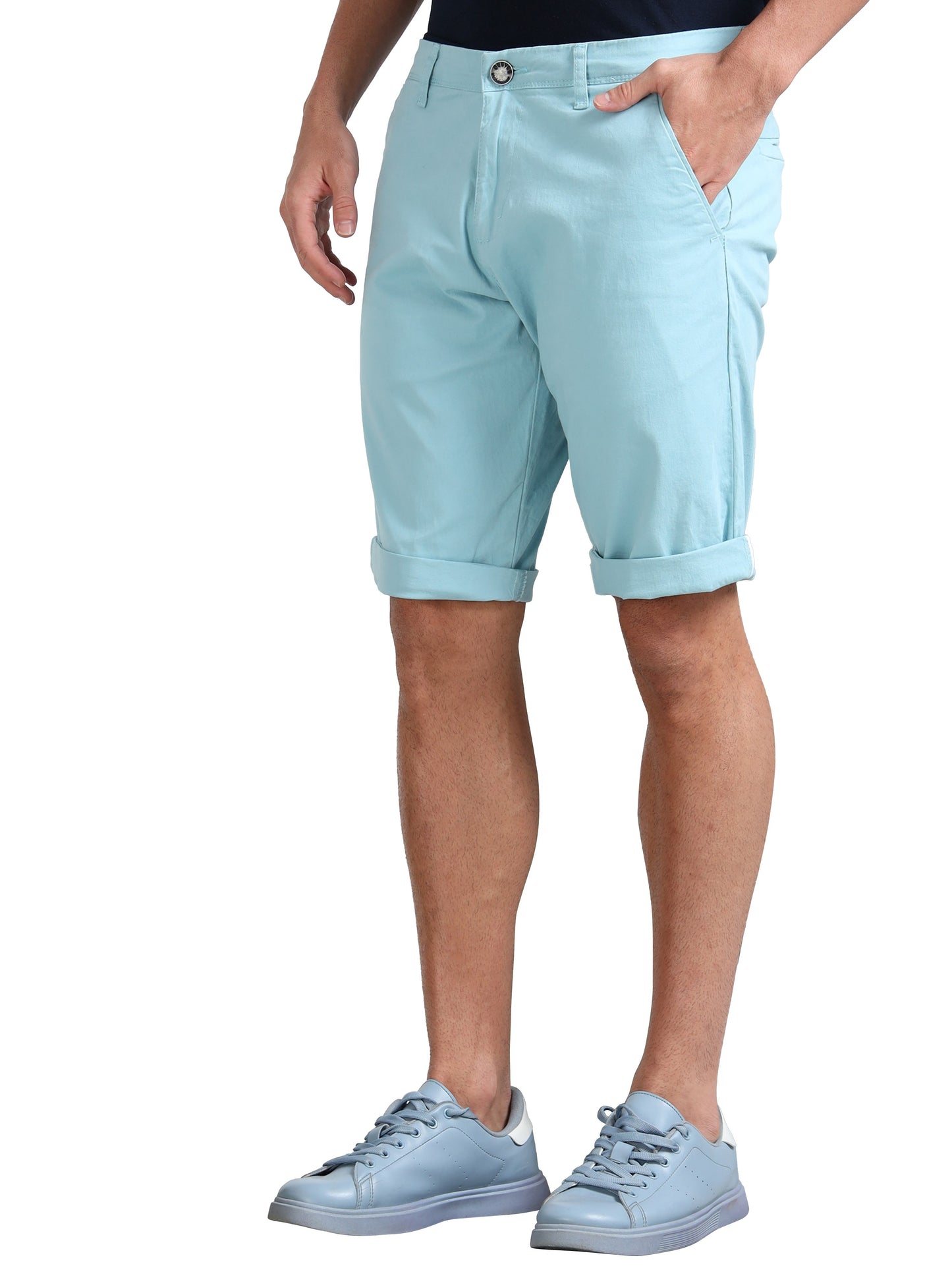 Light Blue Cotton Lycra Shorts