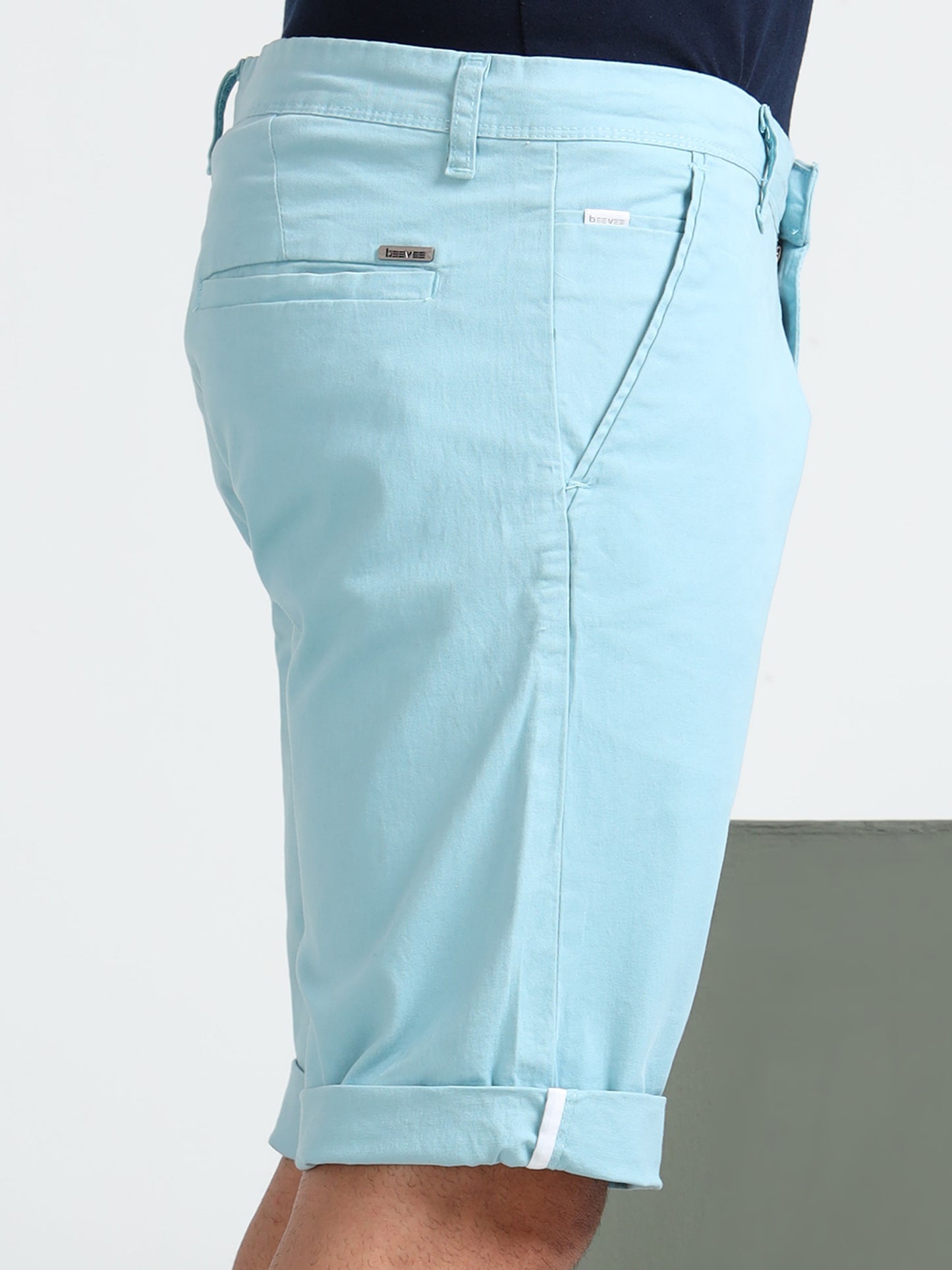Light Blue Cotton Lycra Shorts
