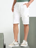 White Cotton Solid Shorts
