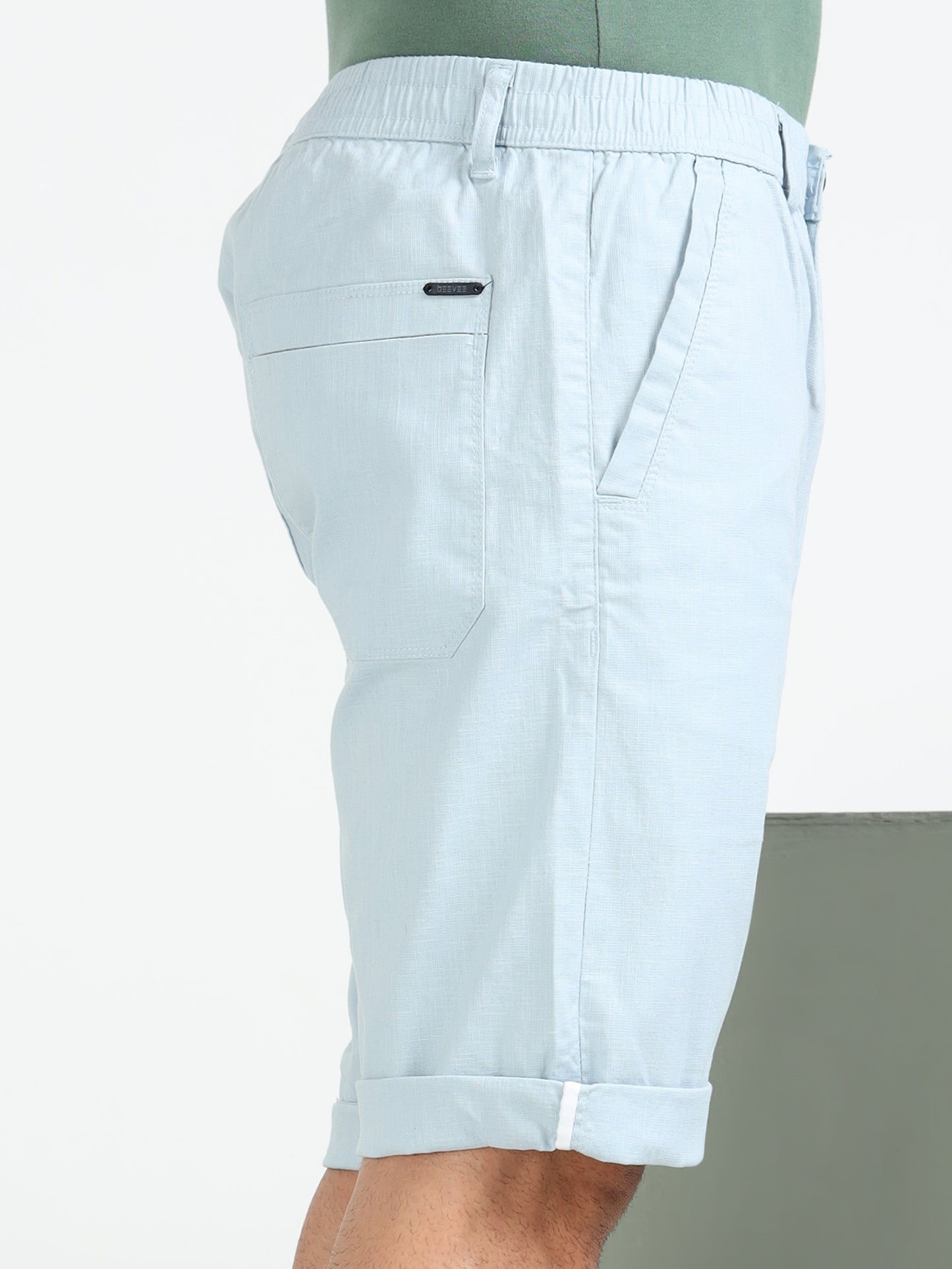 Sky Cotton Lycra Solid Shorts