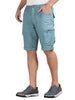 M Blue Cotton Lycra Solid Shorts