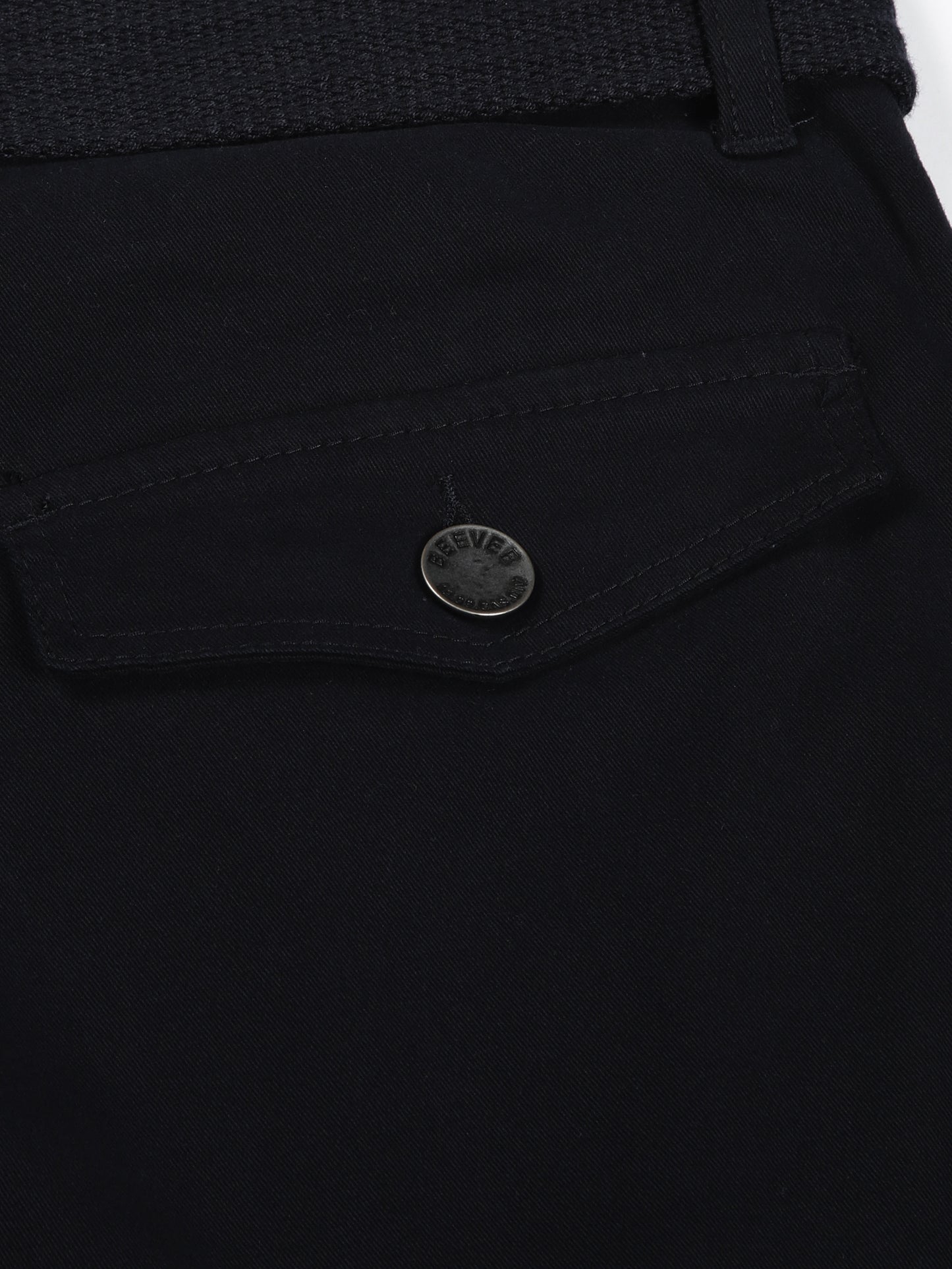 Zip Pocket Stretchable Navy Cargo With Belt