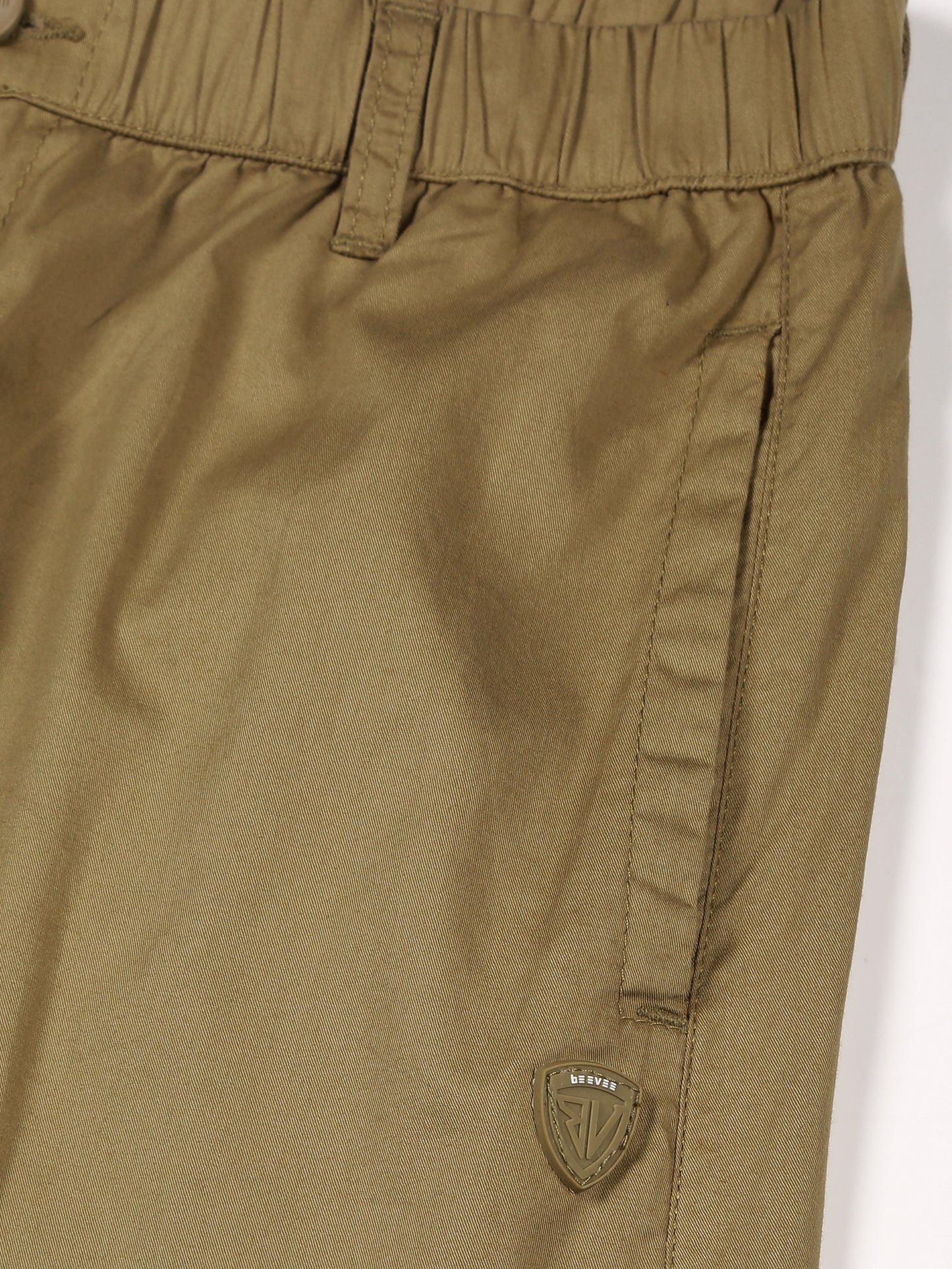 Light Weight Elasticated Waist Zip Pocket Khaki Lounge Pants