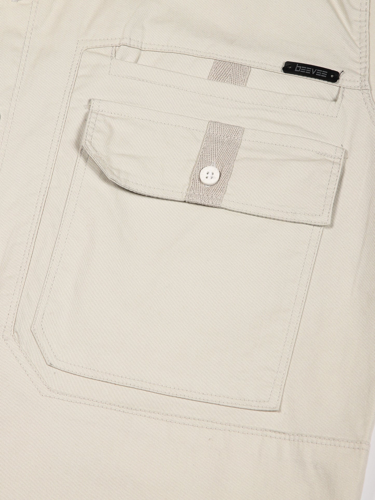 Double Pocket Stretchable Grey Cargo Shirt