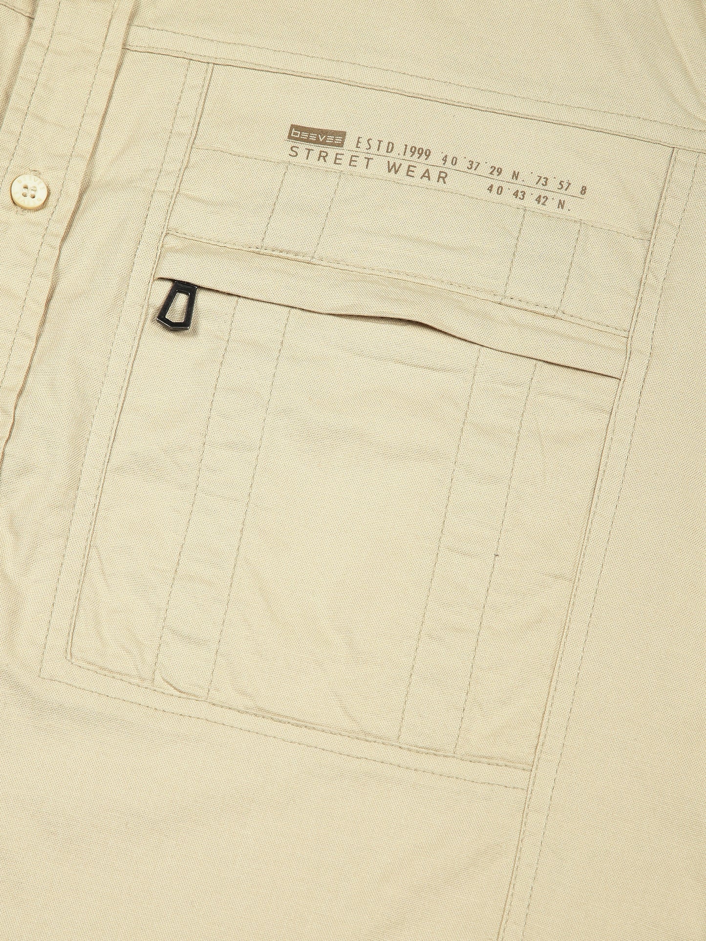 Multi Pocket with Zip Stretchable Beige Cargo Shirt