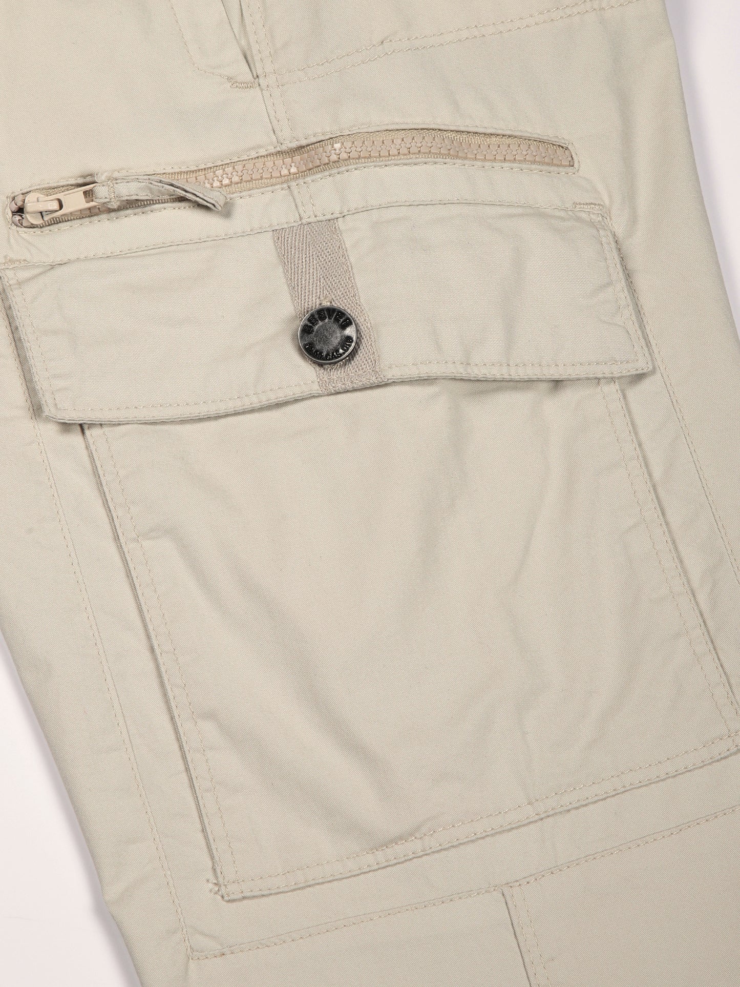 Elasticated Waist Zip Pocket Stretchable Grey Jogger Cargo