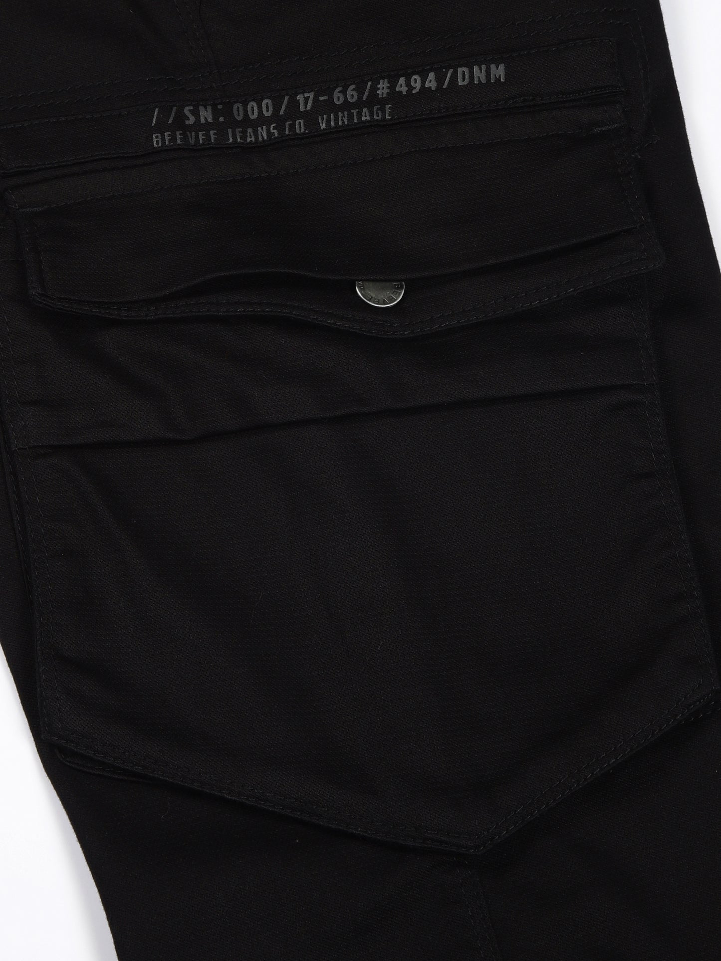 Zip Pocket Stretchable Black Cargo