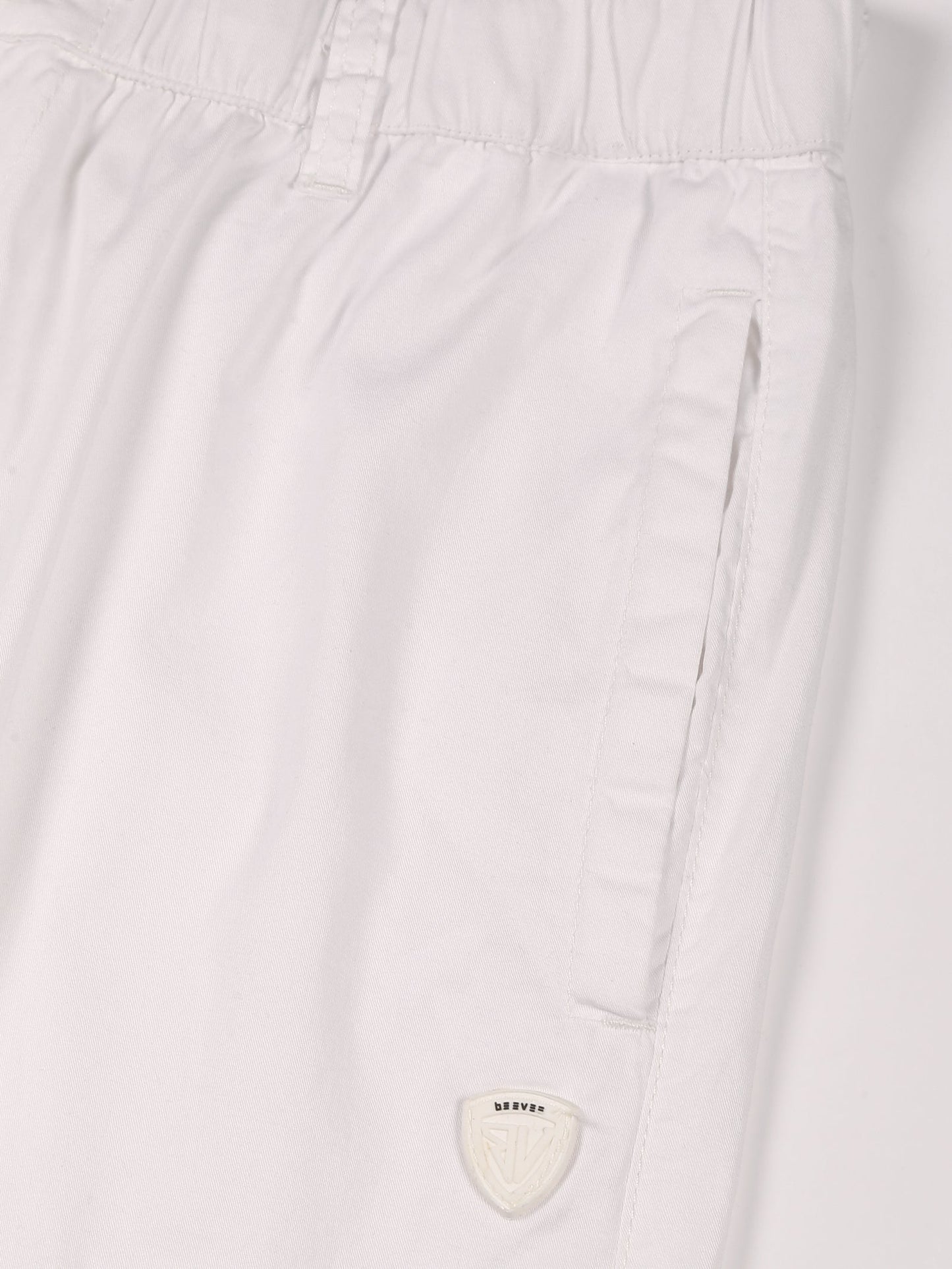 Light Weight Elasticated Waist Zip Pocket White Lounge Pants
