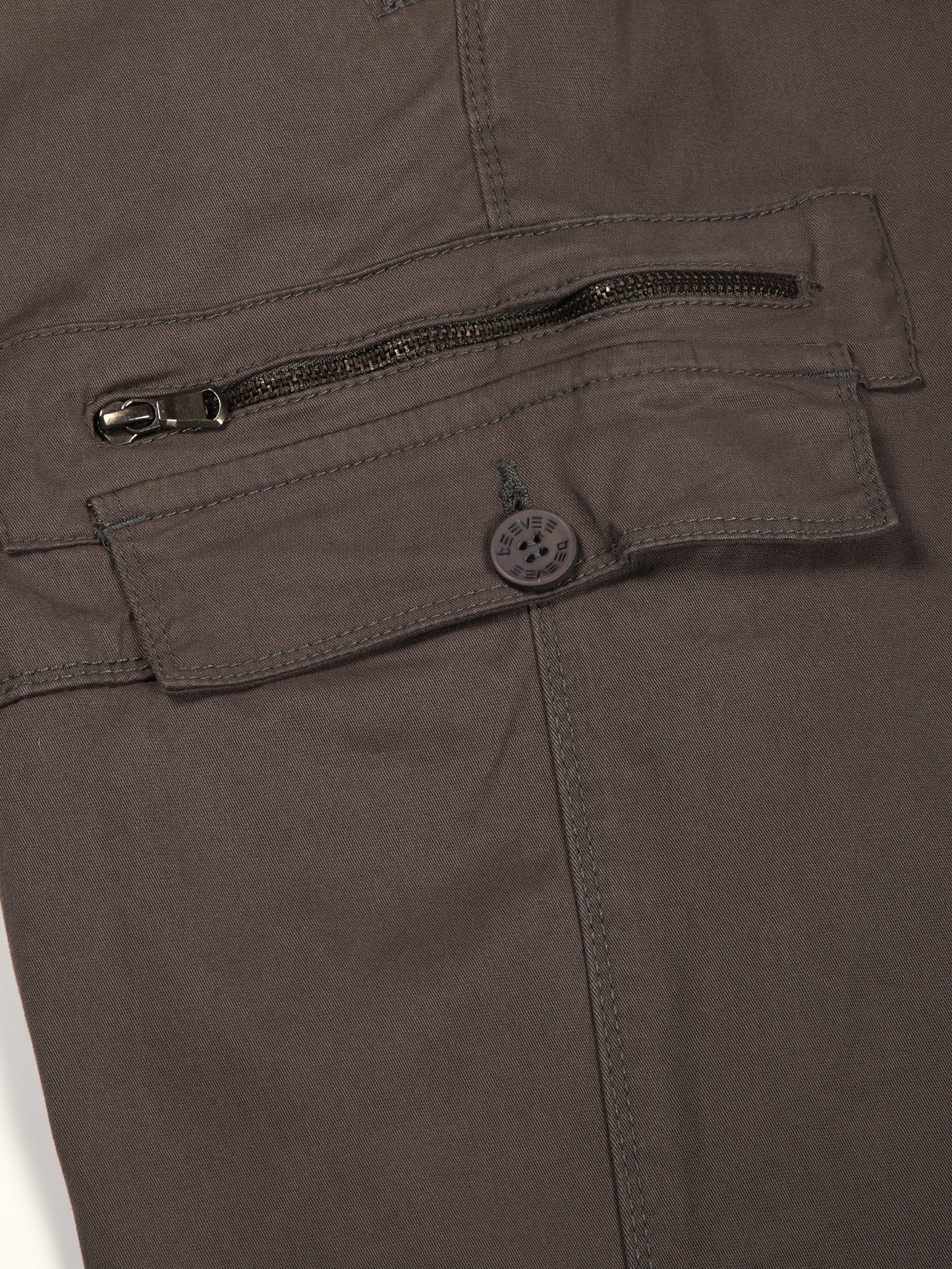 Elasticated Waist Multi Pocket Stretchable Grey Cargo