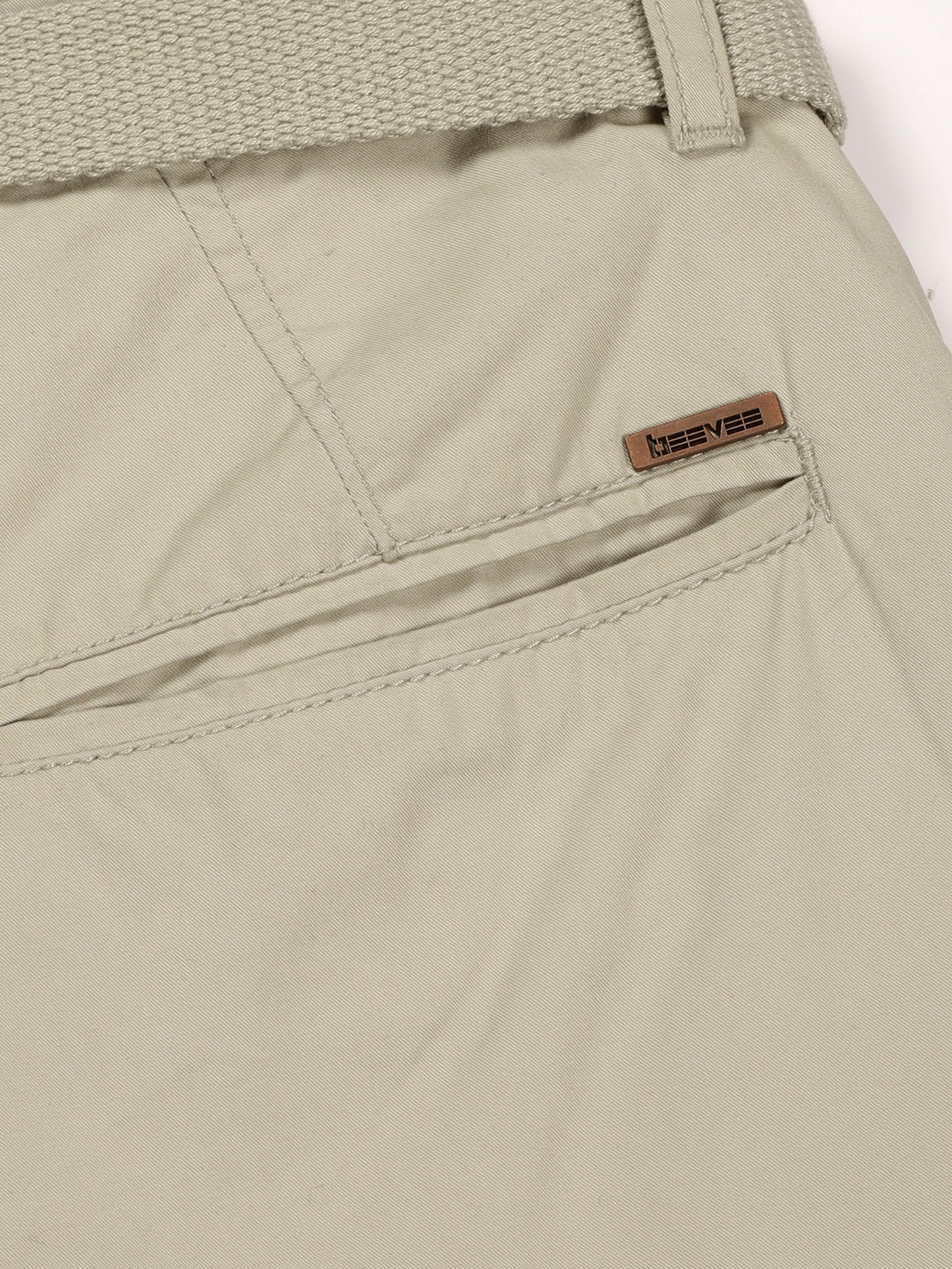 Pista Regular Fit Solid Shorts With Belt