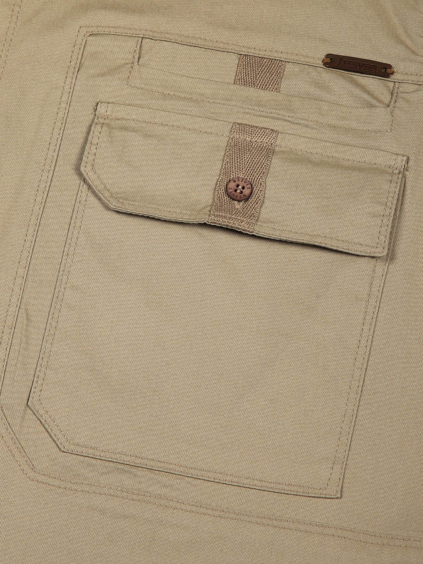 Double Pocket Stretchable Beige Cargo Shirt