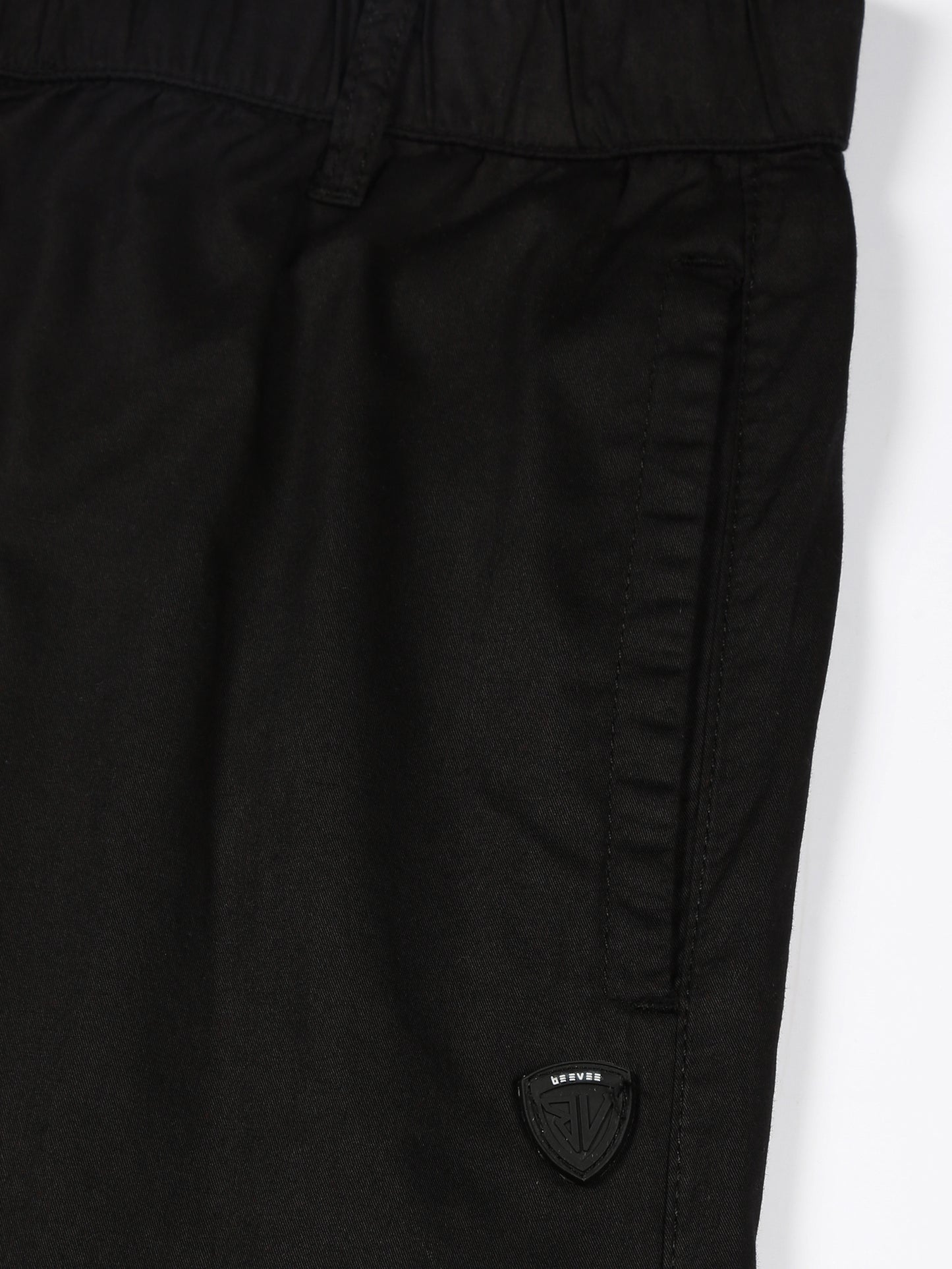 Light Weight Elasticated Waist Zip Pocket Black Lounge Pants