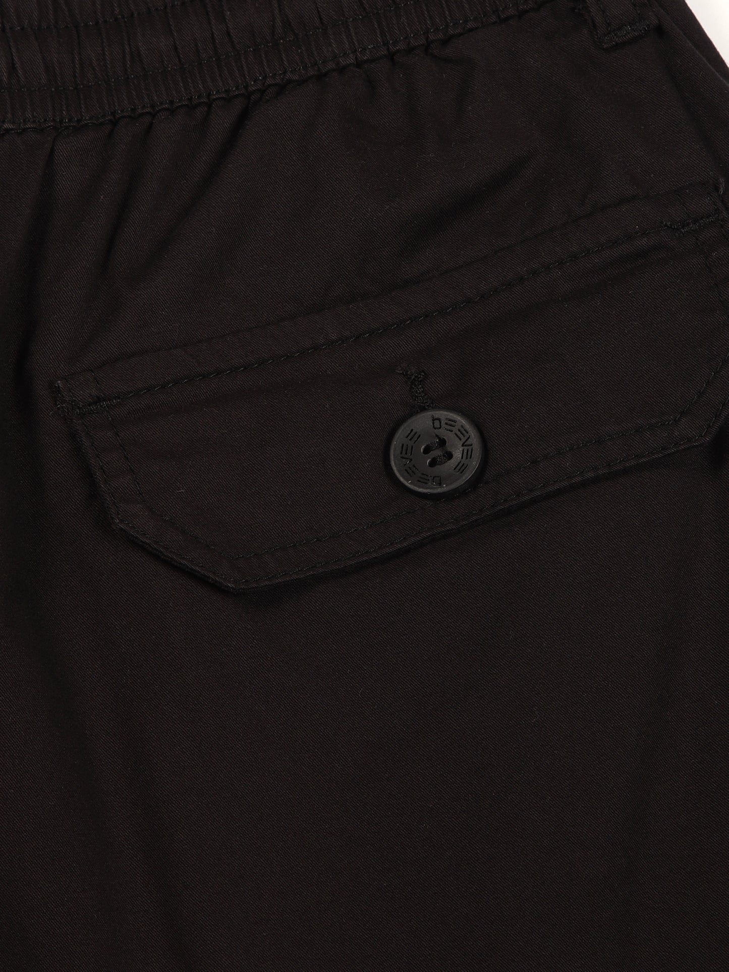 Multi Pocket Stretchable Black Cargo