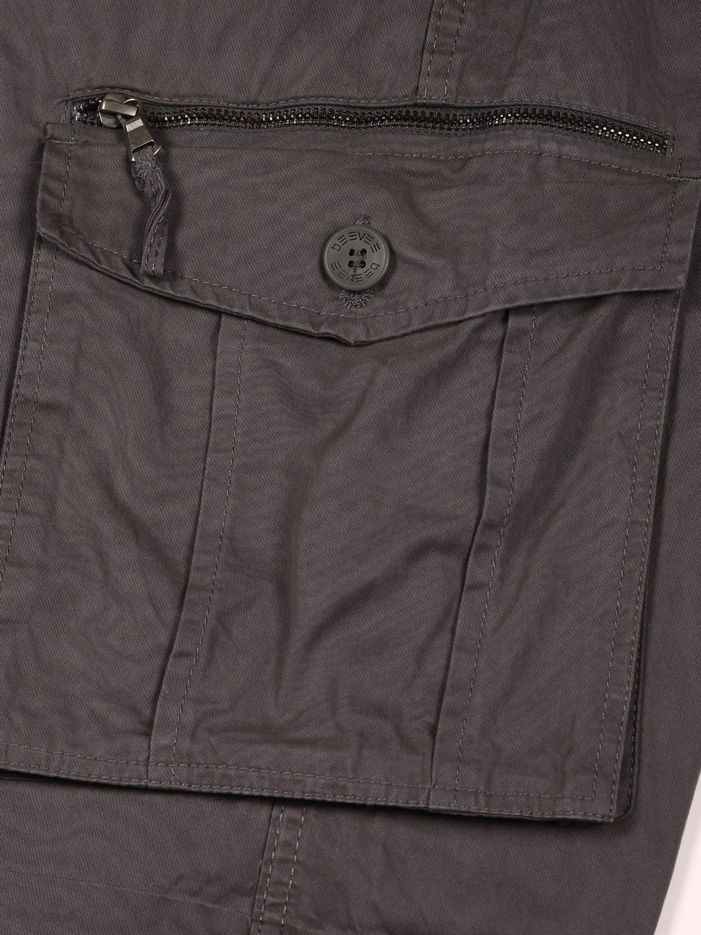 Zip Pocket Stretchable M Grey Cargo Shorts