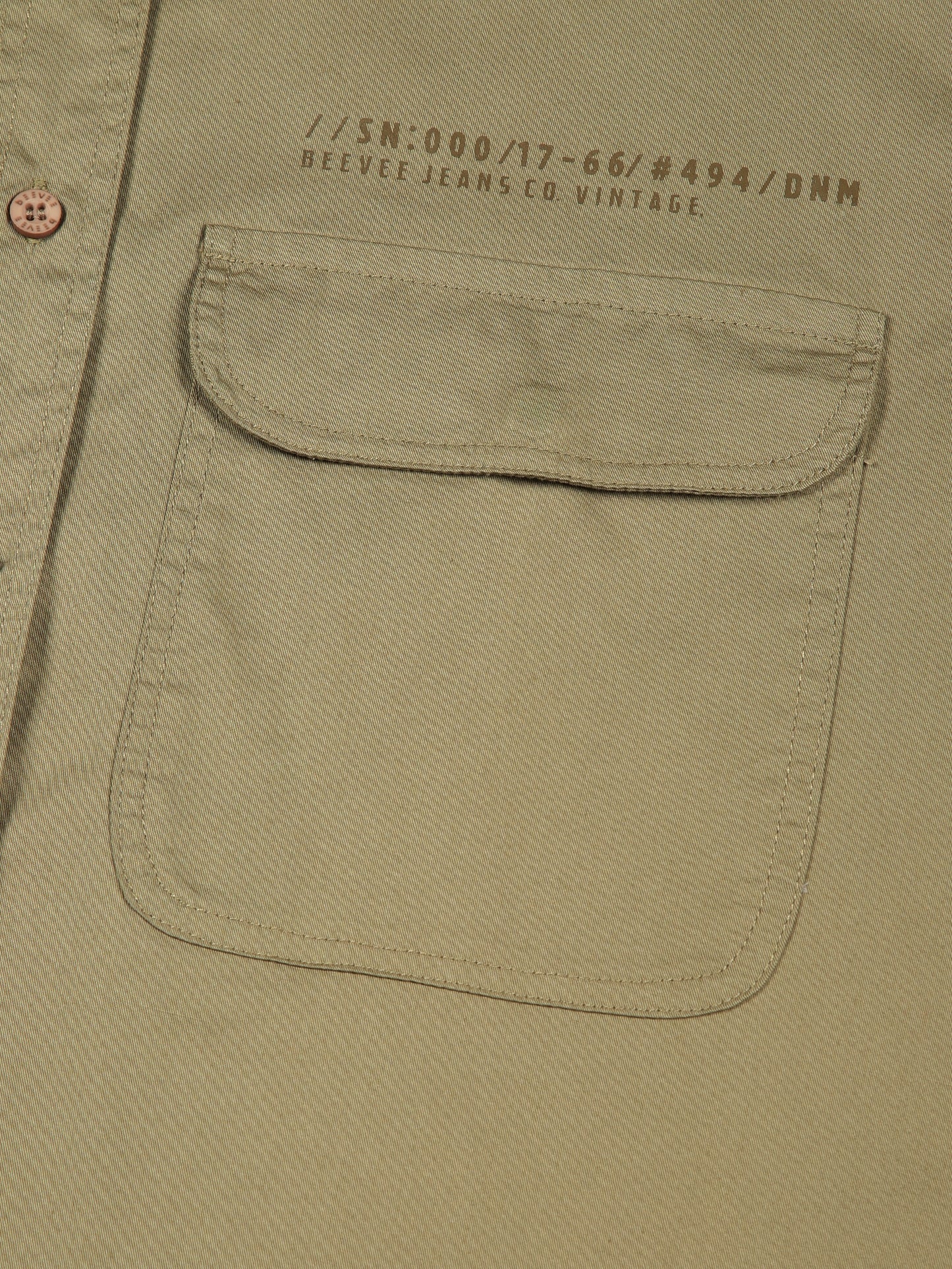 Zip Pocket Stretchable Olive Cargo Shirt