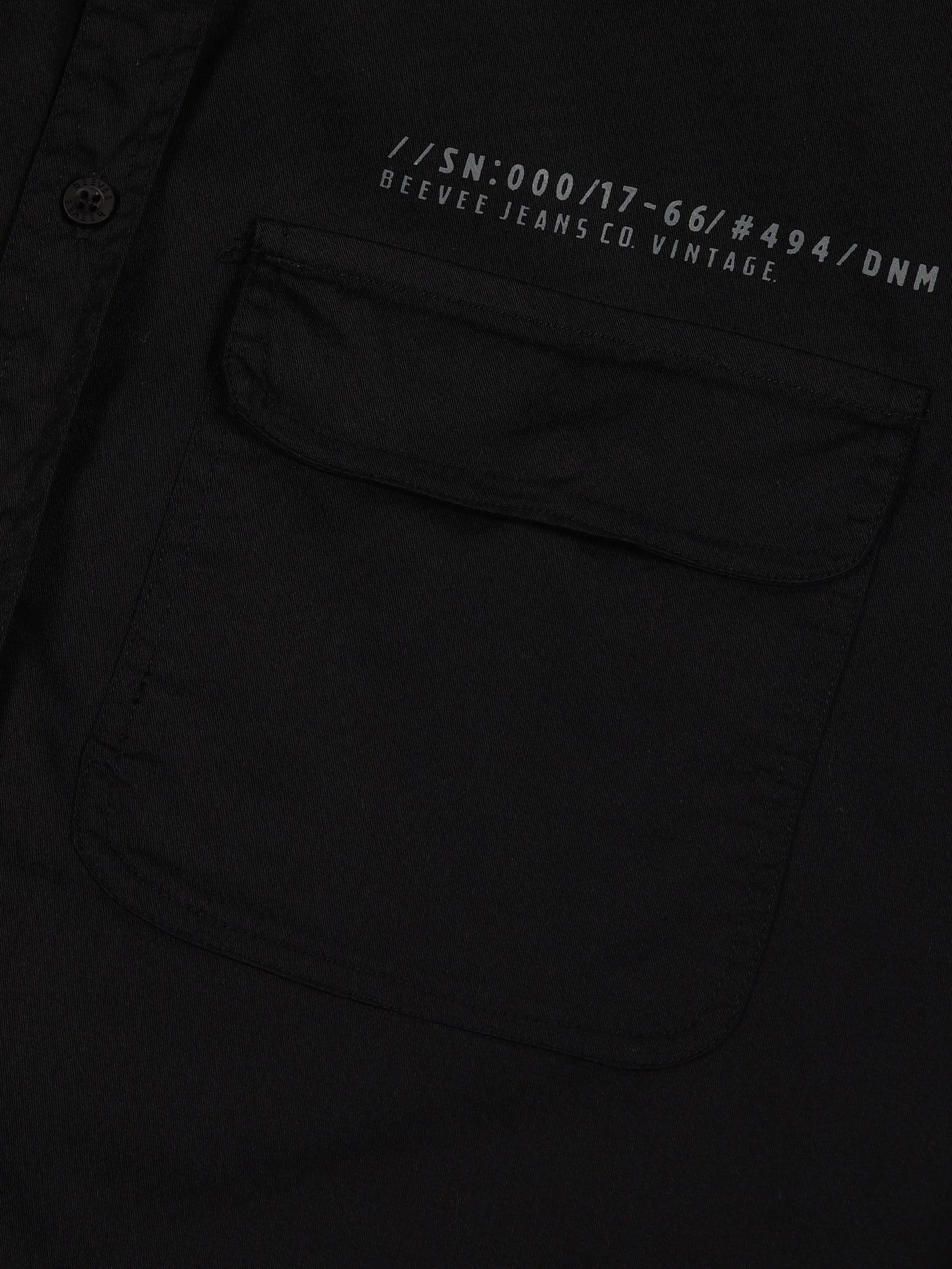 Zip Pocket Stretchable Black Cargo Shirt