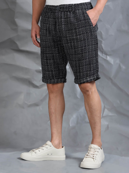 Cotton Lycra Casual Black Printed Shorts
