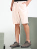 Light Pink Cotton Lycra Solid Shorts