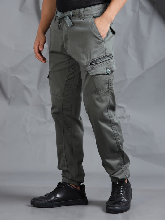 Cotton Lycra Green   Cargo Pants with 7 Pockets