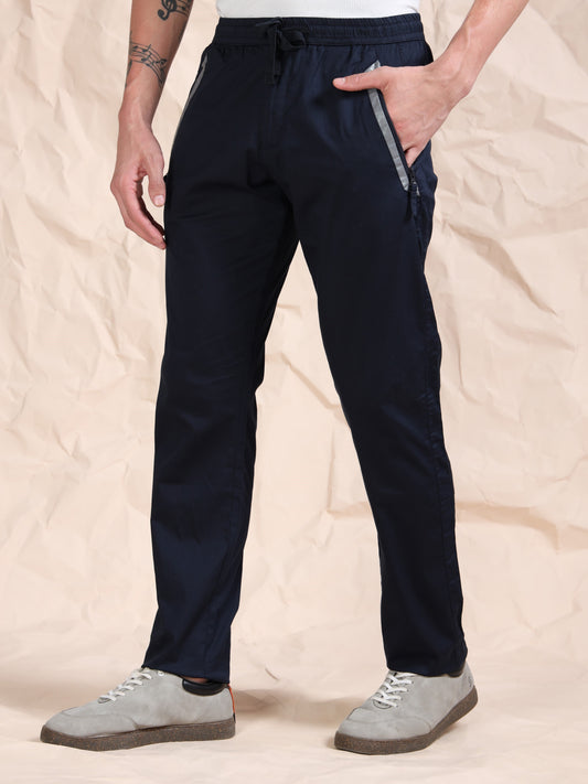 Navy Regular Fit Cotton Lycra Solid Pyjama
