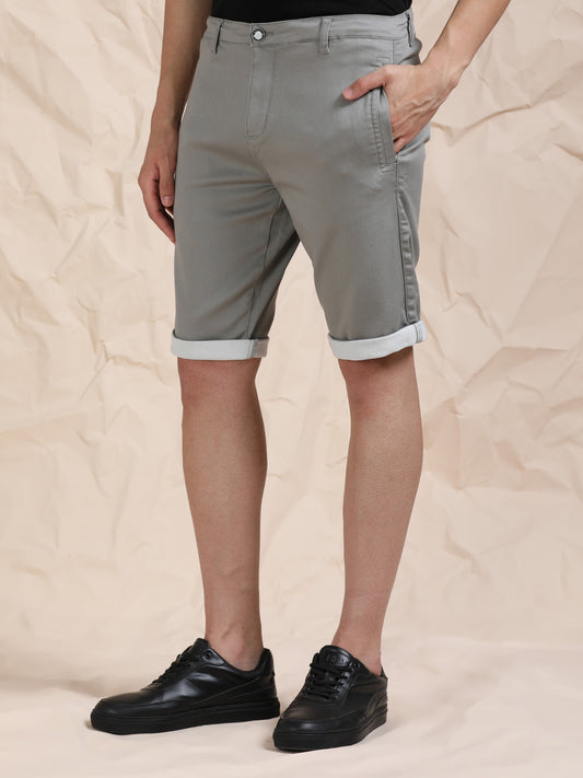 Cotton Lycra Light Grey Shorts