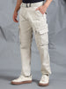 Cotton Lycra  Sand Mid Rise Cargo Pant with 8 Pockets