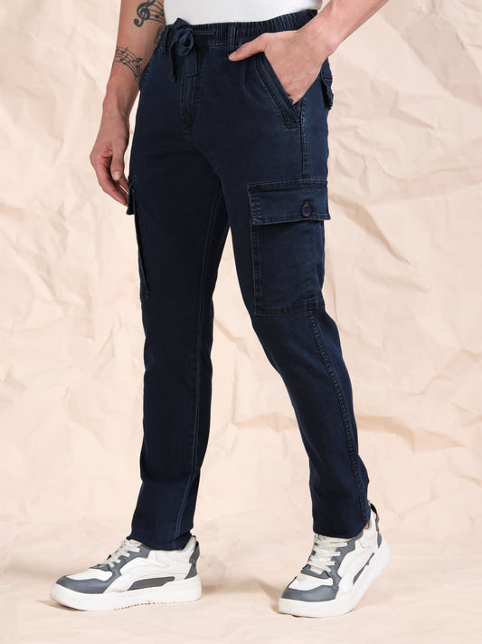 Dark Blue  Solid Cotton Pyjama