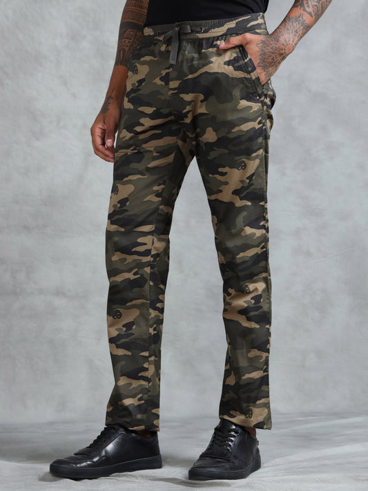 Olive Camo Print Cotton Lycra  Pyjama