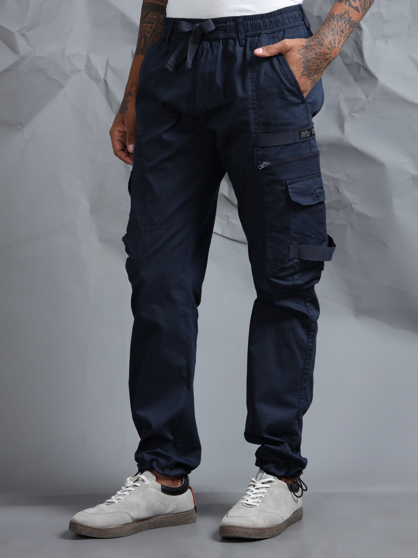 Cotton Blend  Navy Cargo Pant with 6 Pockets