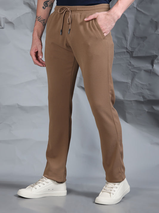 Waffle Structured Brown Track Pant