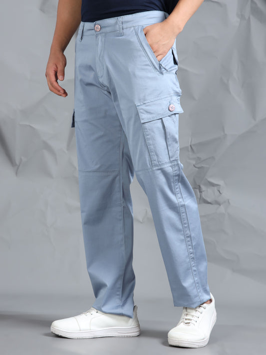 Cotton Lycra M Blue  Cargo Pant with 6 Pockets