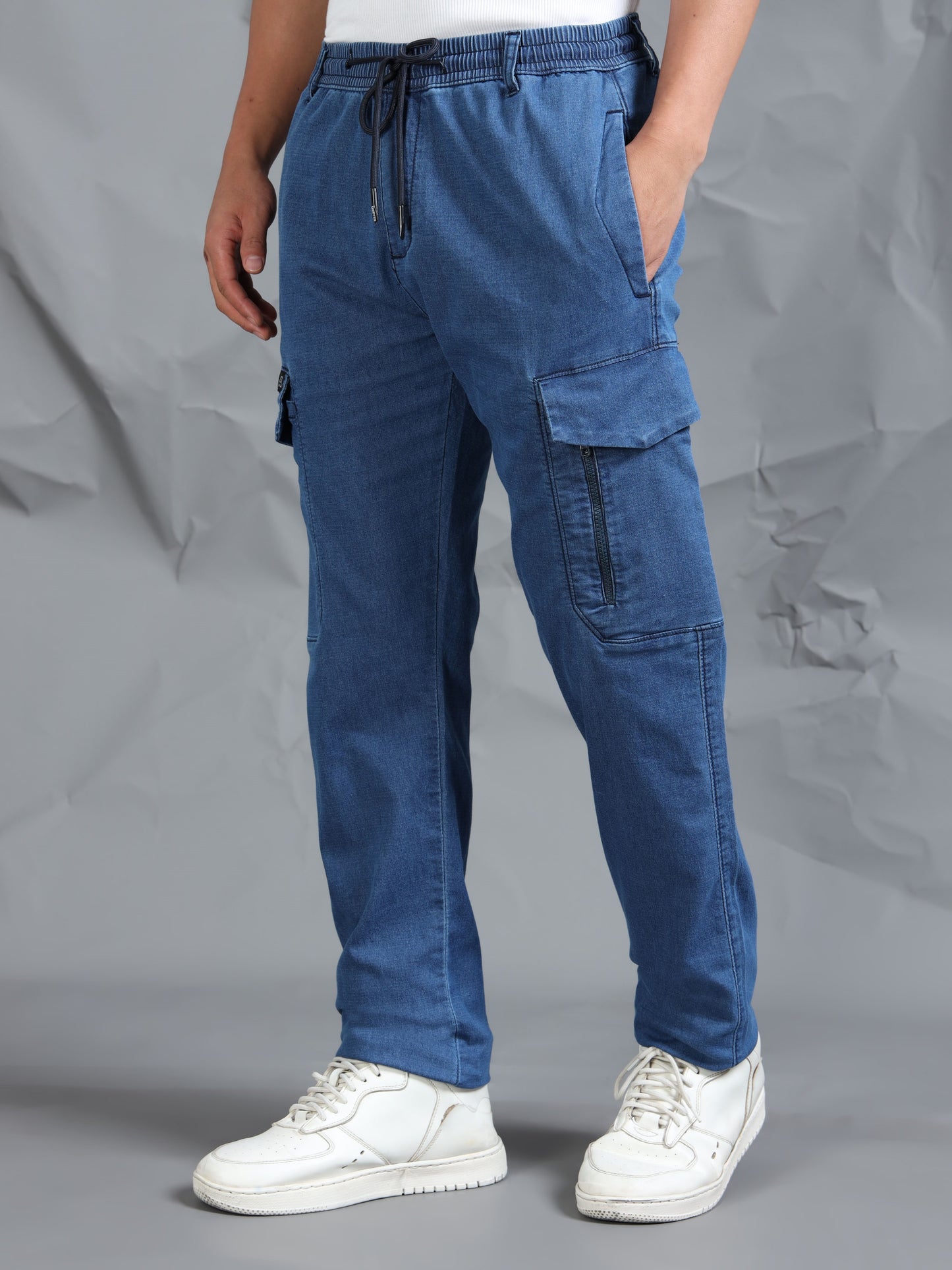 Cotton Lycra Stone  Cargo Pant with 7 Pockets  Elasticated Waistband