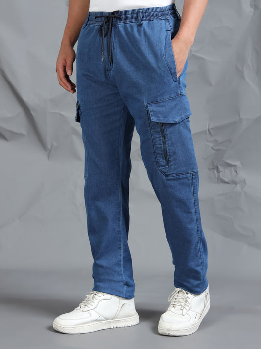 Cotton Lycra Stone  Cargo Pant with 7 Pockets  Elasticated Waistband