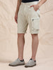 Solid Beige Cotton Shorts
