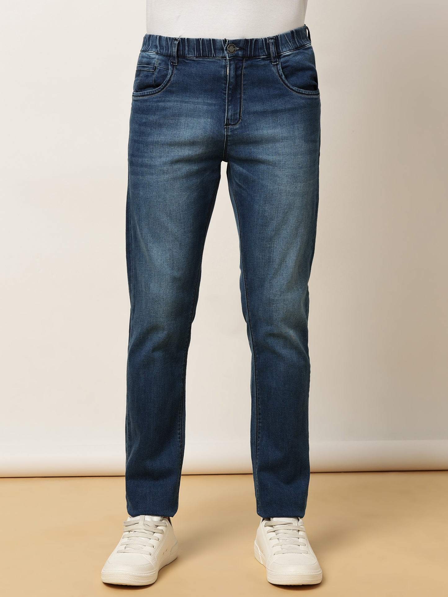 Elasticated Knit Denim Stretchable Light Blue Lounge Pants