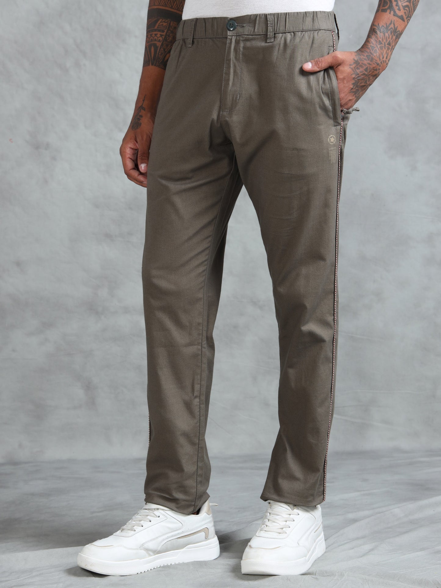 M Green Cotton Lycra Solid Pyjama