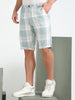Green Yarn Dyed Cotton Checkered Shorts.