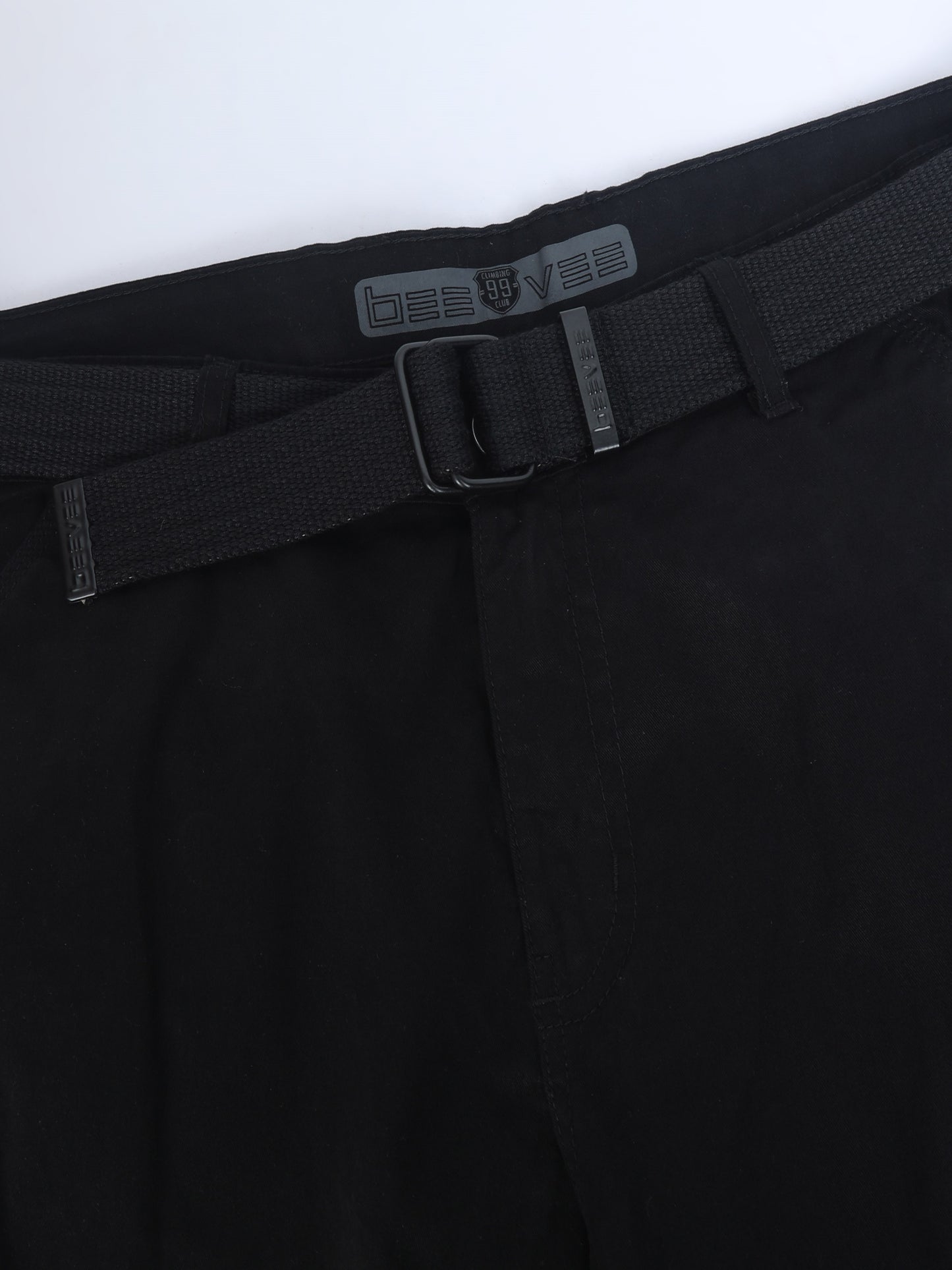 Cotton Lycra  Black Mid Rise Cargo Pant with 8 Pockets