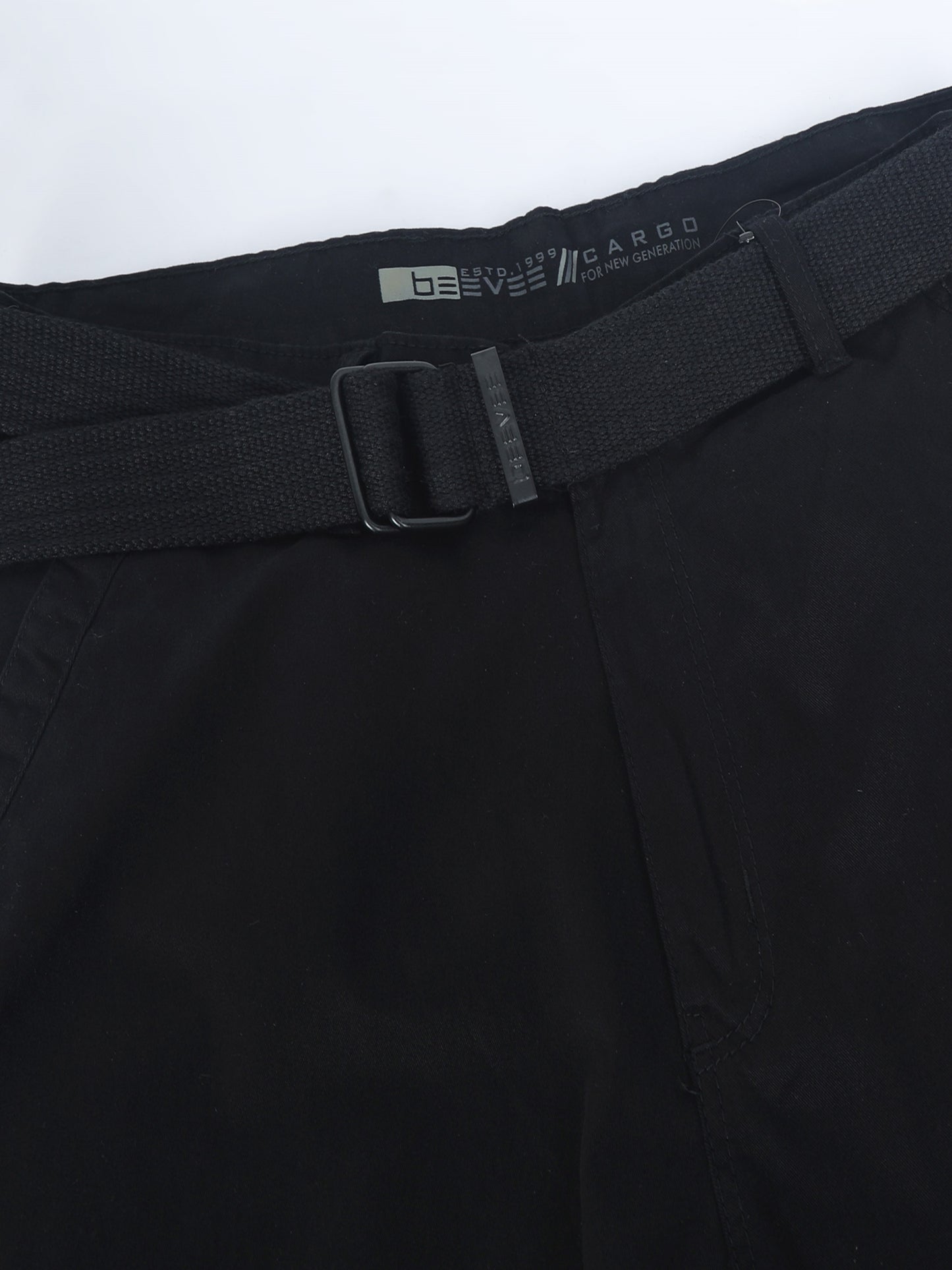 Cotton Lycra Black  Mid Rise Cargo Pant with 7 Pockets